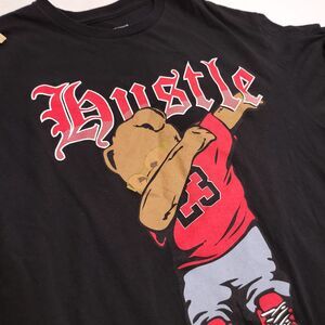 Hustle OG Crew Neck Casual Graphic Short Sleeve T-Shirt Mens Size L Black Red